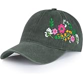 HOVEOX Womens Baseball Cap Embroidered Hat for Woman Floral Baseball Cap | Trendy Woman's Hat, Adjustable, Soft, Breathable, Cute Flower Baseball Cap, Gift for Women