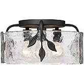 Golden Lighting Calla 3-Light Flush Mount in Natural Black