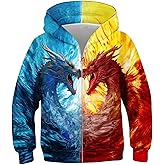 Idgreatim 6-14T Boys Zip Up Hoodies Kids 3D Graphic Hoody Sweatshirt Zipper Pullover with Pockets