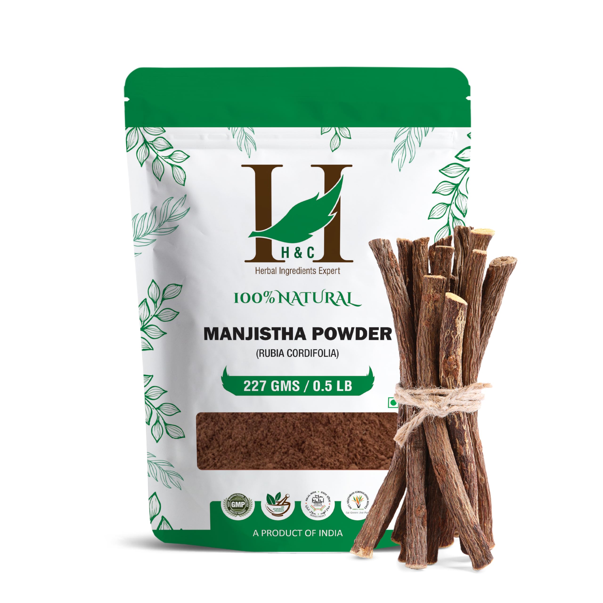 H&C Pure Natural Manjistha Powder (227G (1/2 Lb) 8 Ounces)