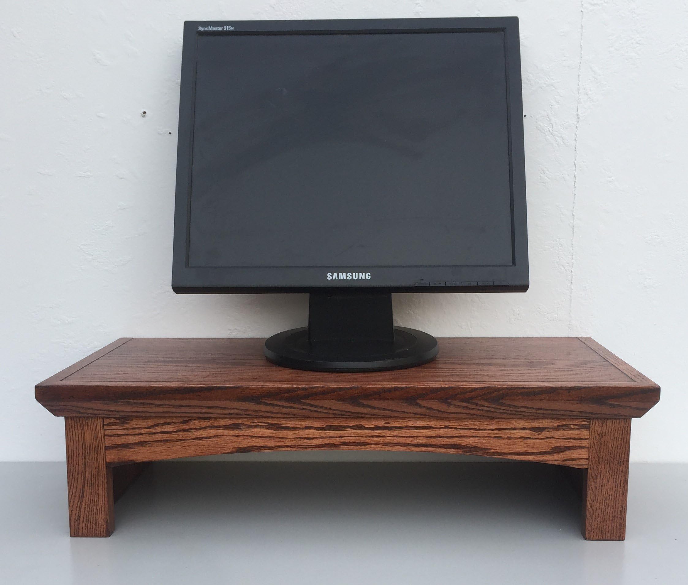 Ideas to Home TV/Monitor Riser Stand Shaker Style in Oak (26" W x 12" D x 7" H, Black)
