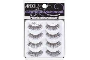 Ardell Glamour False Eyelashes Multipack 105 - Lightweight, Natural Volume Lashes, Comfortable, Easy to Apply, 4 Pairs, 1-Pack