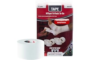 MUELLER Sports Medicine MTape Rolls to Go, Quality Athletic Tape, Easy to Tear for Fast & Effective Taping, 1.5" x 10 Yards Per Roll, 6 Rolls
