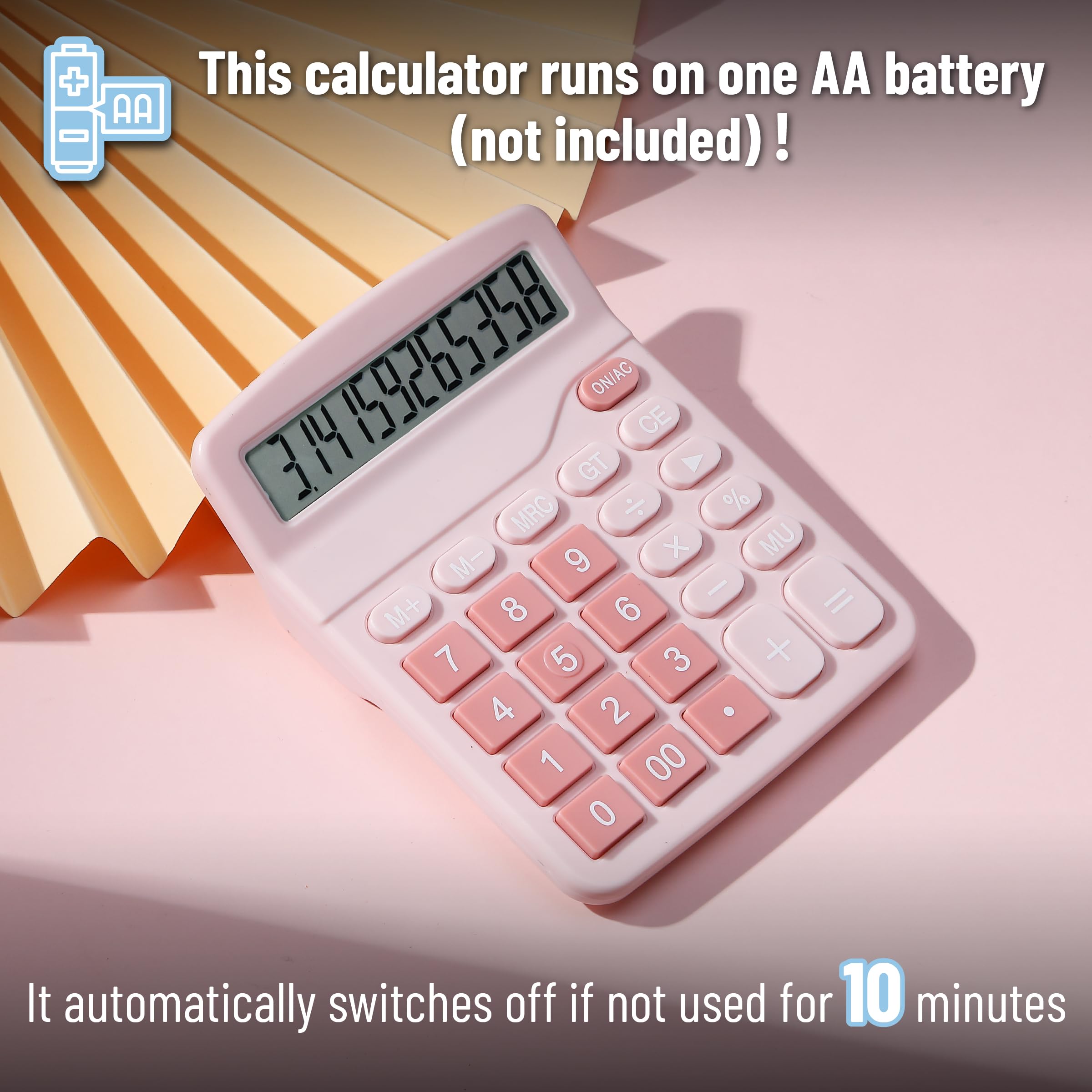 Mr. Pen- Calculator, Pink, Calculators Large Display, Standard Function Calculator, 12-Digit, Calculators Desktop, Office Calculator, Desktop Calculator, Desk Calculator Large Display, Pink Calculator