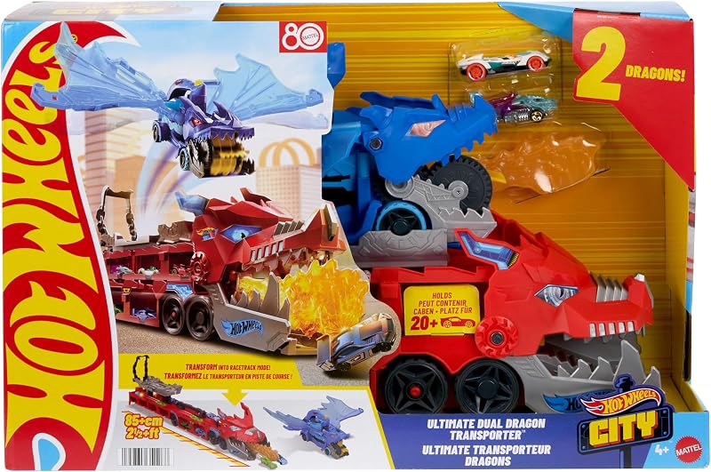 City Drago Trasportatore Trasformabile e 2 Veicoli Die-Cast