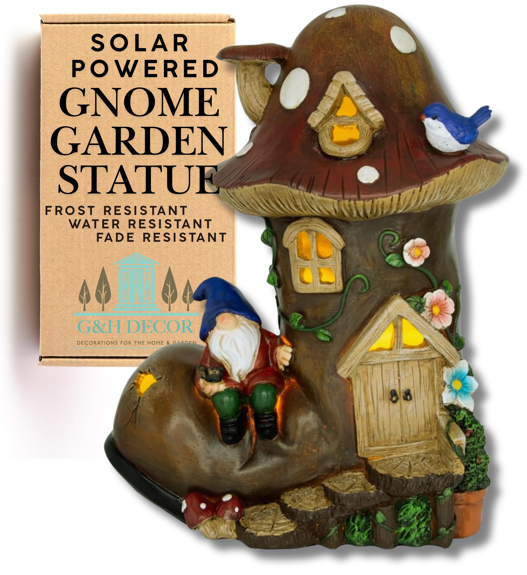 G&H Decor - 22cm Garden Gnome Boot House - Hand Painted with Amazing Detail - Funny Resin Solar Ornaments for Patio and Lawn Decor