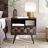 Bme Georgina Wood Nightstand, 1 Drawer &amp; Open Shelf, Mid Century, Walnut