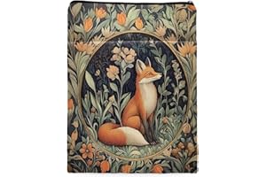 MQPPKJ Vintage Flower Fox William Morris Book Sleeve for Book Lovers, Bookish Book Protector with Zipper, Washable Fabric Book Cover for Paperbacks & Hardcovers,11.4 x 9.1Inches (Orange Flower-Fox, Medium)