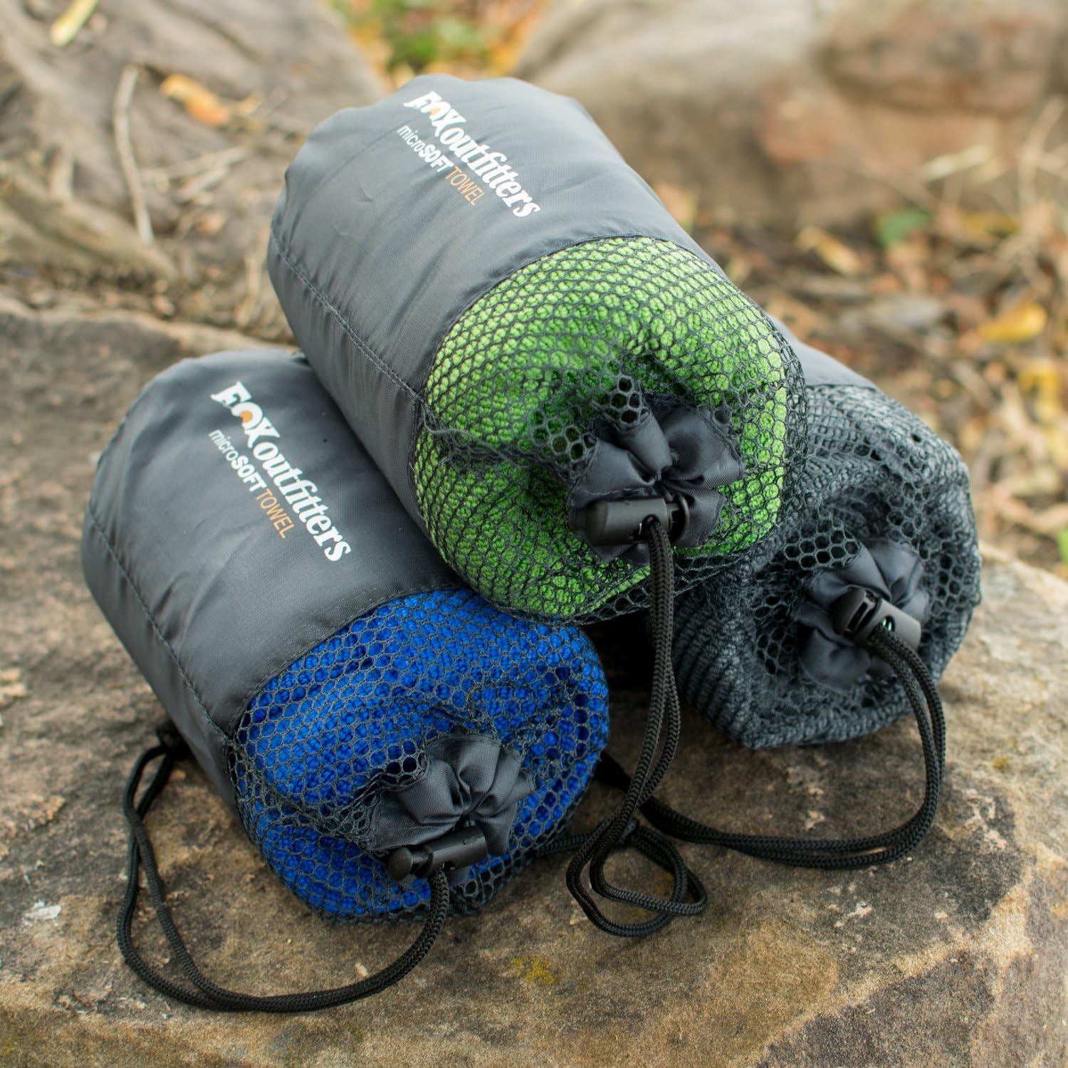 Fox Outfitters Microsoft Towel - Ultra Compact Soft Dry Microfiber Camping & Travel Towel with Hang Loop Snap. Lightweight & Great for Backpacking, Hiking, Sports. : Sports & Outdoors