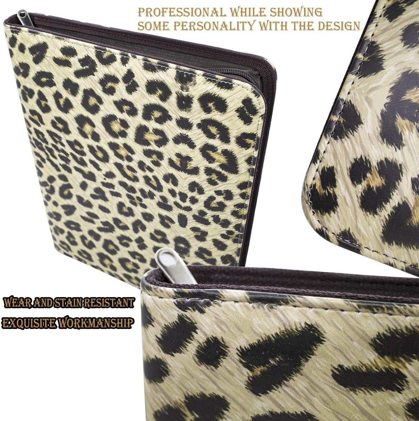 LOSOPHY Padfolio Ring Binders Zippered 1 inch Binder Portfolio Clipboard Folder, Leather Binder as Business Checks Personal Printed.Zipper Binders 1 inch for Women and Mens. (Vivid Leopard) : Office Products