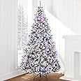 Best Choice Products Pre-Lit Artificial Christmas Tree 7.5ft Snow Flocked Pine Tree, 2-in-1 White and Multicolor LED Lights, Full Snowy Appearance