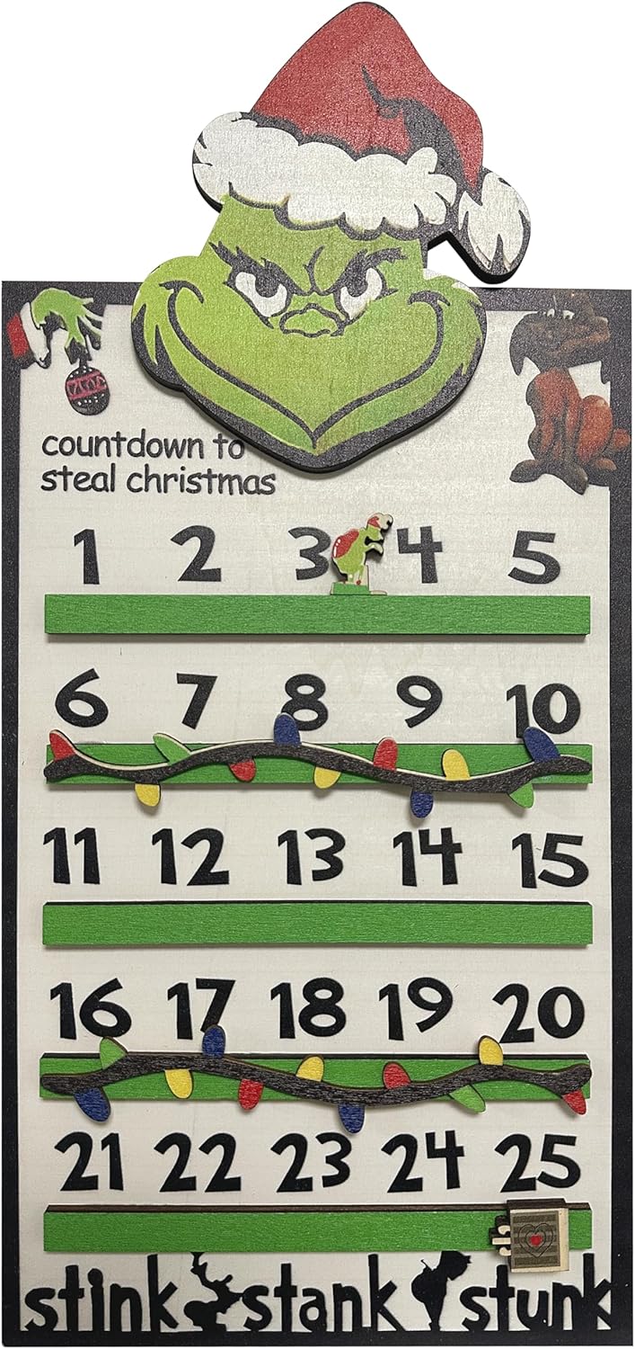 Advent Calendars - Christmas Decorations, 3D Christmas Countdown Advent Calendar, Home Decor Clearance, Wooden Advent Calendar (Green)