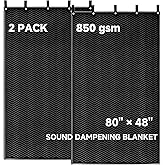 2 Pcs Large Sound Dampening Blanket 48" x 80", 850GSM Acoustic Sound Blanket with Grommets,Heavy Duty Studio Sound Absorption Blankets,Acoustic Blanket Noise Reduce,Light Blocker,Moving Blankets