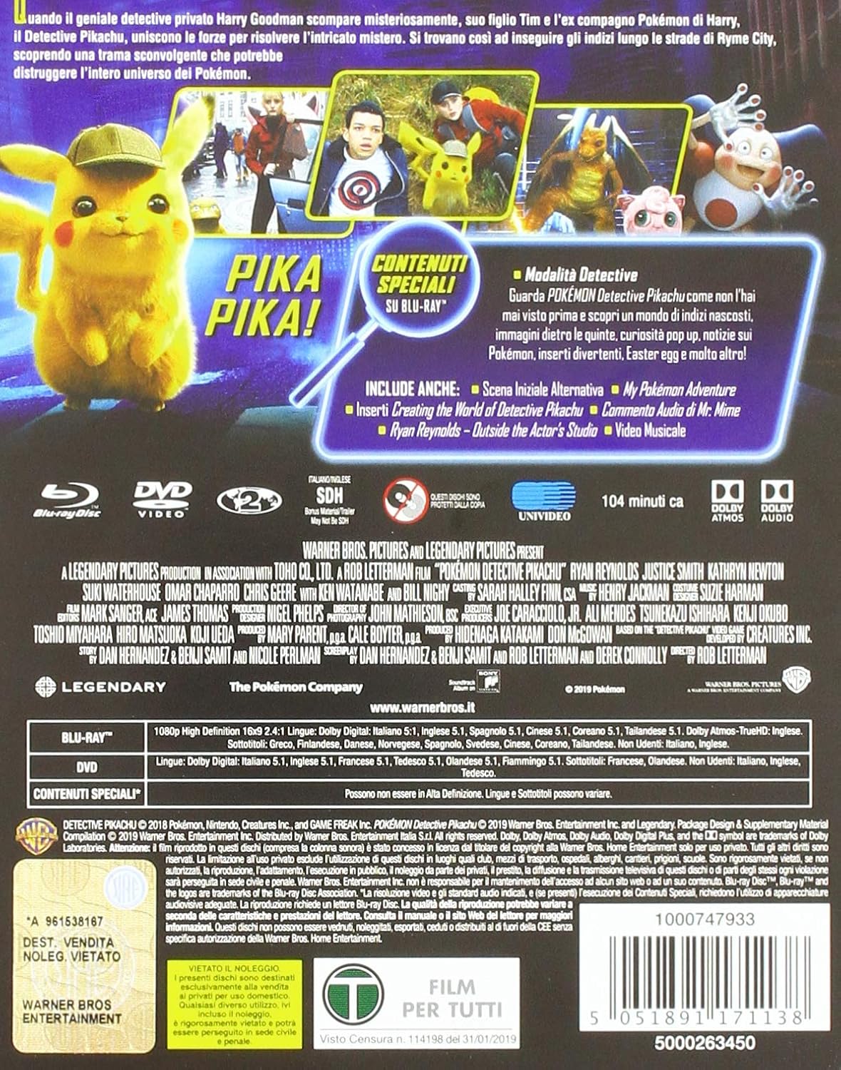 Amazon 名探偵ピカチュウ 限定スチールブック仕様 Blu Ray 日本語無し 輸入版 映画
