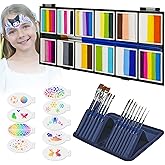 Anka Bella Professional Face Painting Kit for Kids,Rainbow Cake Face Paint with Stencil(12x10gm),Non-Toxic Water Based Face Paint Palette for Birthday Parties/Halloween/Carnival