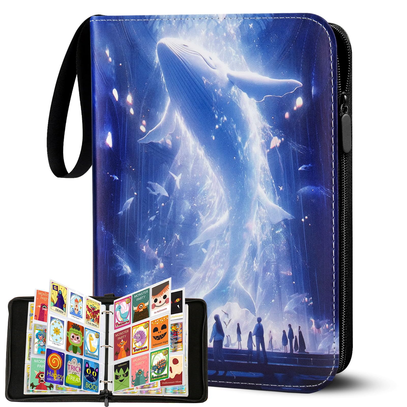 Card Binder for Kids,Trading Card Binder 9 Pocket 50 Pages 400 Cards Capacity,Portable Waterproof PU Card Binder Folder,Collectible Card Album It is the Gift for Boys Girls (T900)