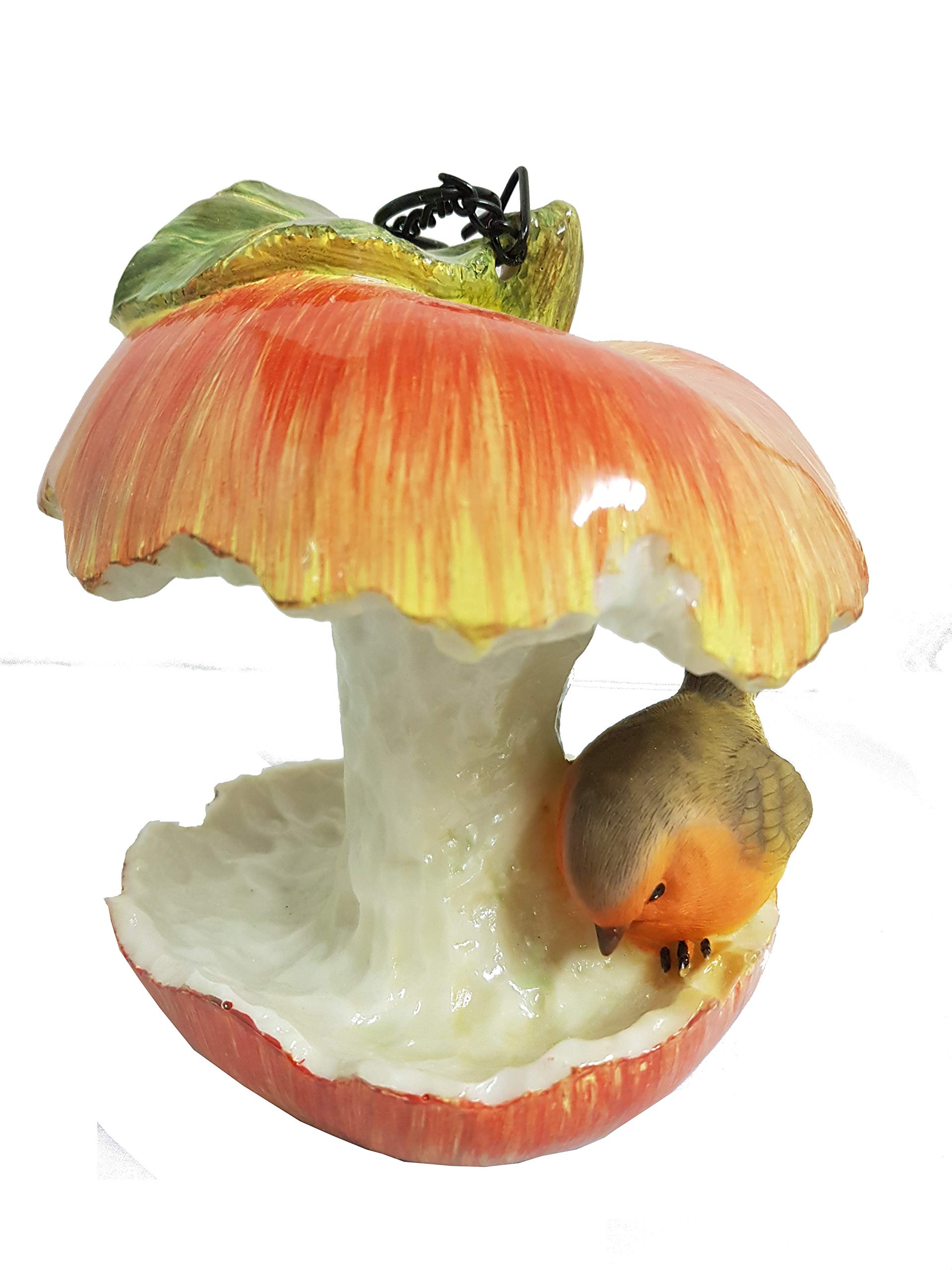 Vivid Arts - Hanging Resin Ornament Red Apple Core Feeder with Robin (XBC-AF01-F)