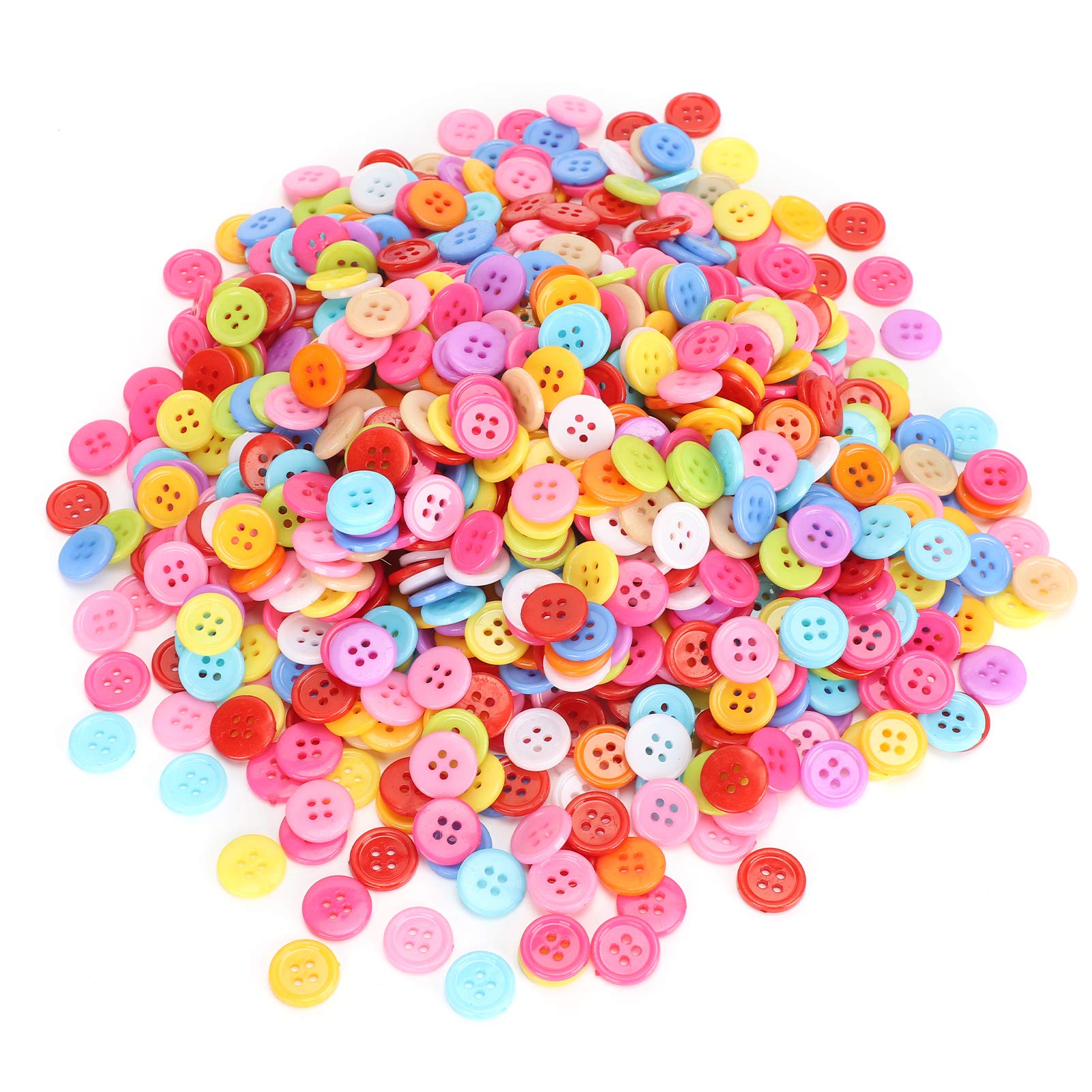 1000Pcs Mixed Color 4 Holes Round Buttons, Plastic Sewing Buttons, Clothing Buttons, Manual DIY Buttons, Clothing Accessories(12mm)