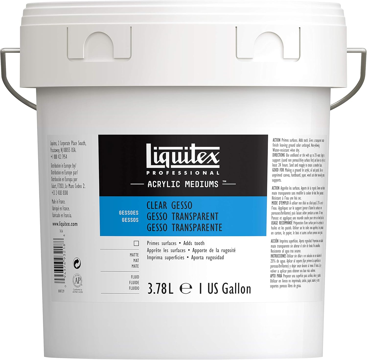 Liquitex Professional Clear Gesso Surface Prep Medium, 3.79 l, transparent, 3.78 l (Pack of 1)