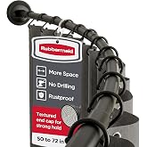 Rubbermaid Curved Shower Curtain Rod, No Drill, 50-72 Inches Adjustable Tension Shower Rod for Bathroom, Non-Slip, No Rust, Matte Black