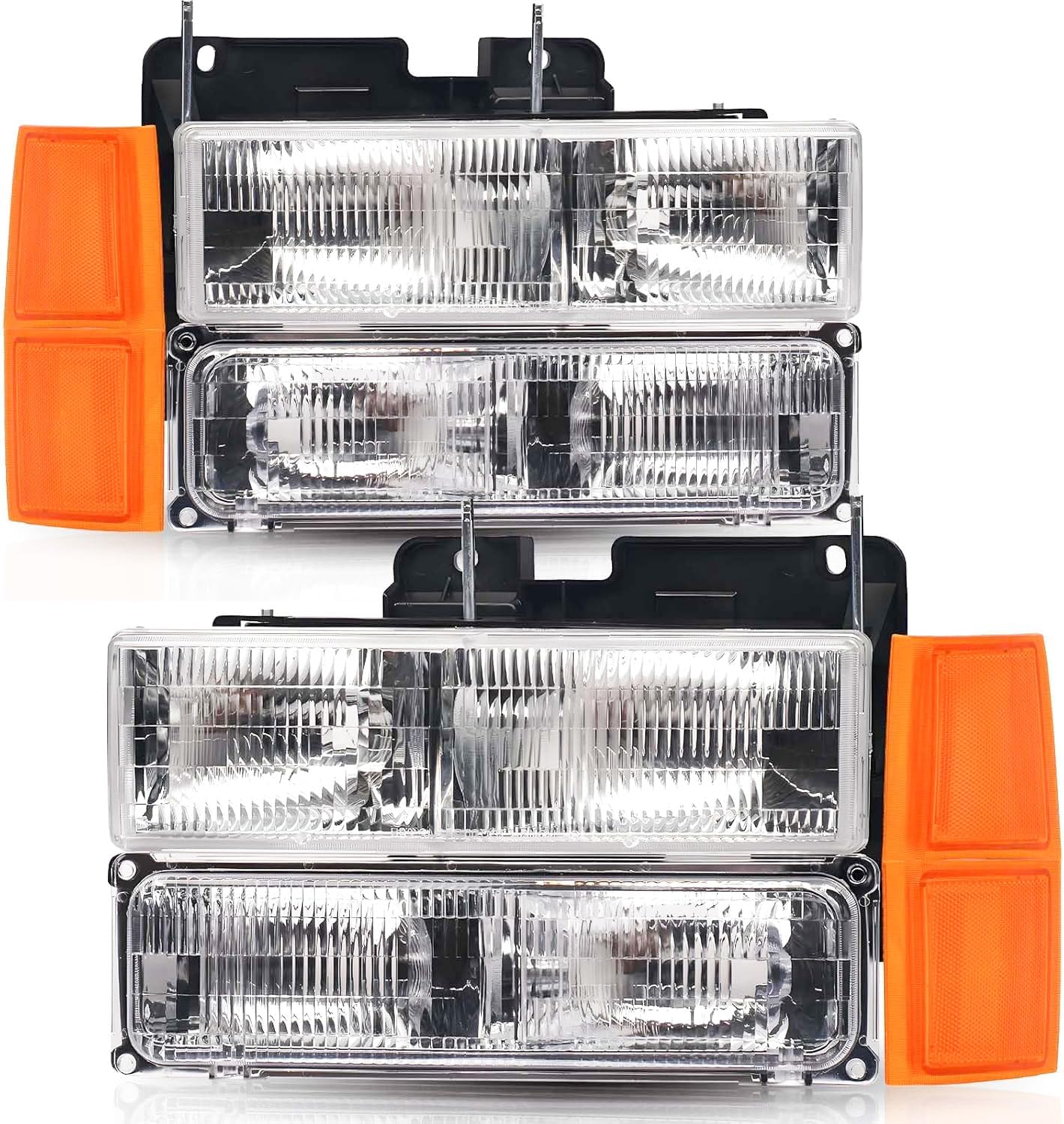 Photo 1 of Headlights Assembly for 1994 1995 1996 1997 1998 Chevy Silverado Tahoe Suburban C/K 1500 2500 3500 Replacement Headlamp w/Bumper Lights