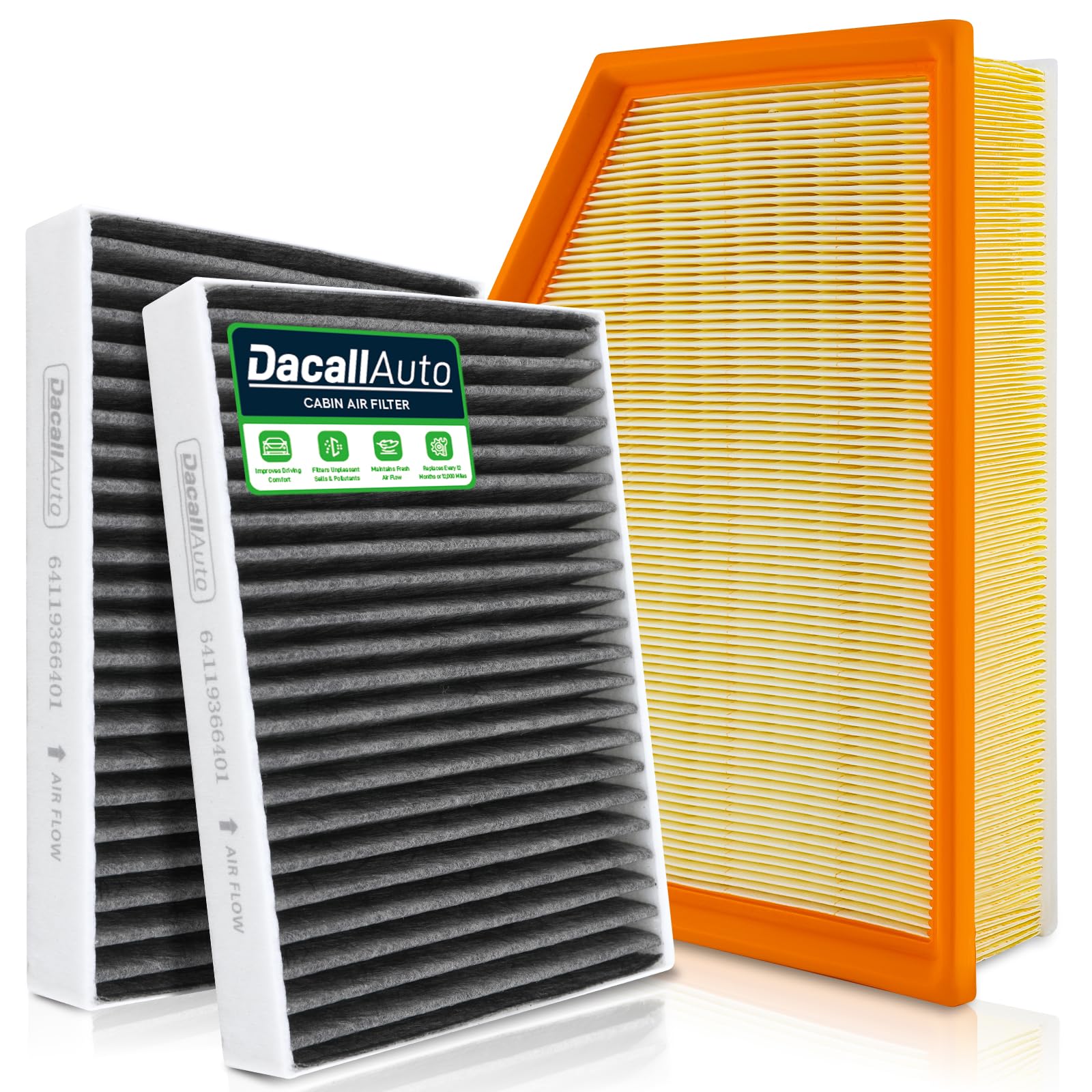 Photo 1 of 3pcs Cabin & Engine Air Filter Set for BMW X5/X5 xDrive40i/X6/X6 xDrive40i/X7/X7 xDrive40i (3.0L Only), 530e/530e xDrive, 530i/530i xDrive, 540i/540i xDrive, 540d xDrive, 740i/740i xDrive, 745e