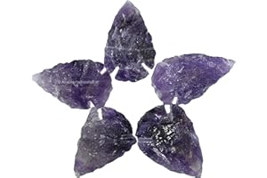 AMAZING GEMSTONE 5 Pieces Amethyst Arrowhead, Crystal and Healing Stone Flint Rock Arrow Head - 1" to 1.5" Arrowheads for DIY Project Craft Point Jewelry Making