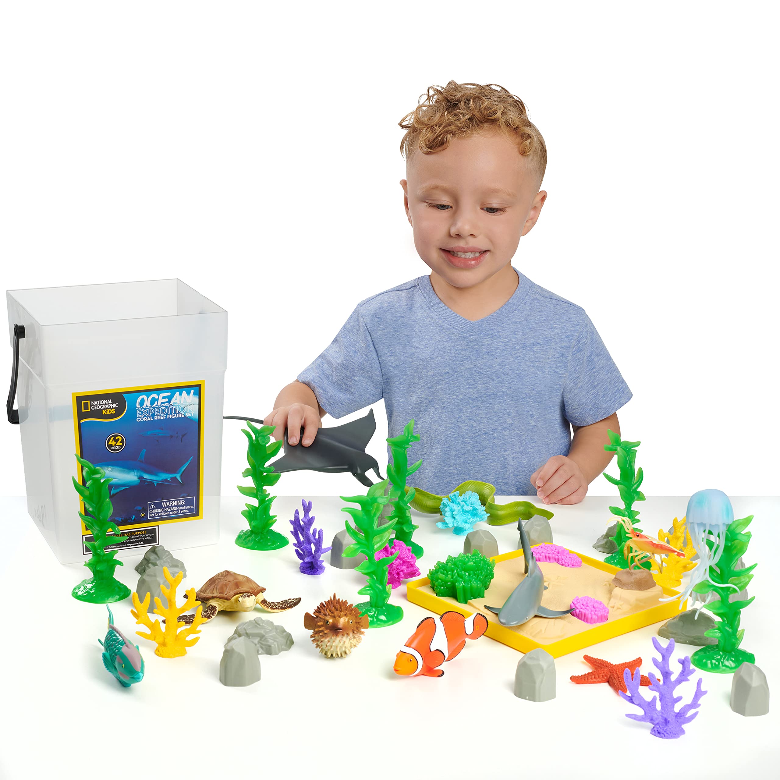 Sea Container Toy Mua Kids Tub of Realistic Sea Animal Toy Figures, Recycled Packaging ...