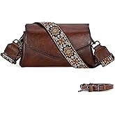 HESHE Leather Crossbody Bags for Women Shoulder Handbags Satchel Purses Lightweight Functional Bags with 2 Adjustable Strap