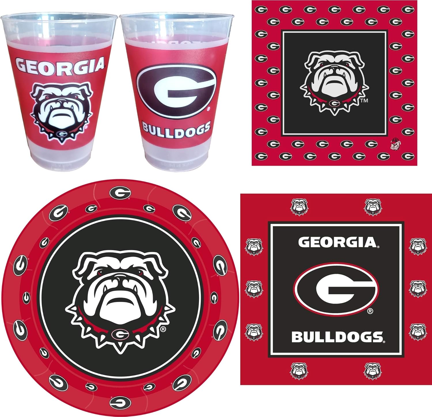 Georgia Bulldogs Party Supplies for 24 Guests - 113 Pieces
