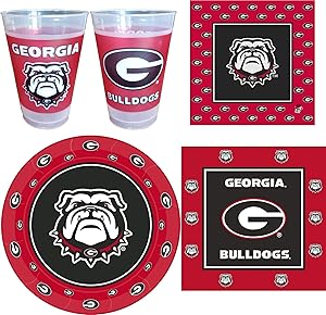 Georgia Bulldogs Party Supplies for 24 Guests - 113 Pieces