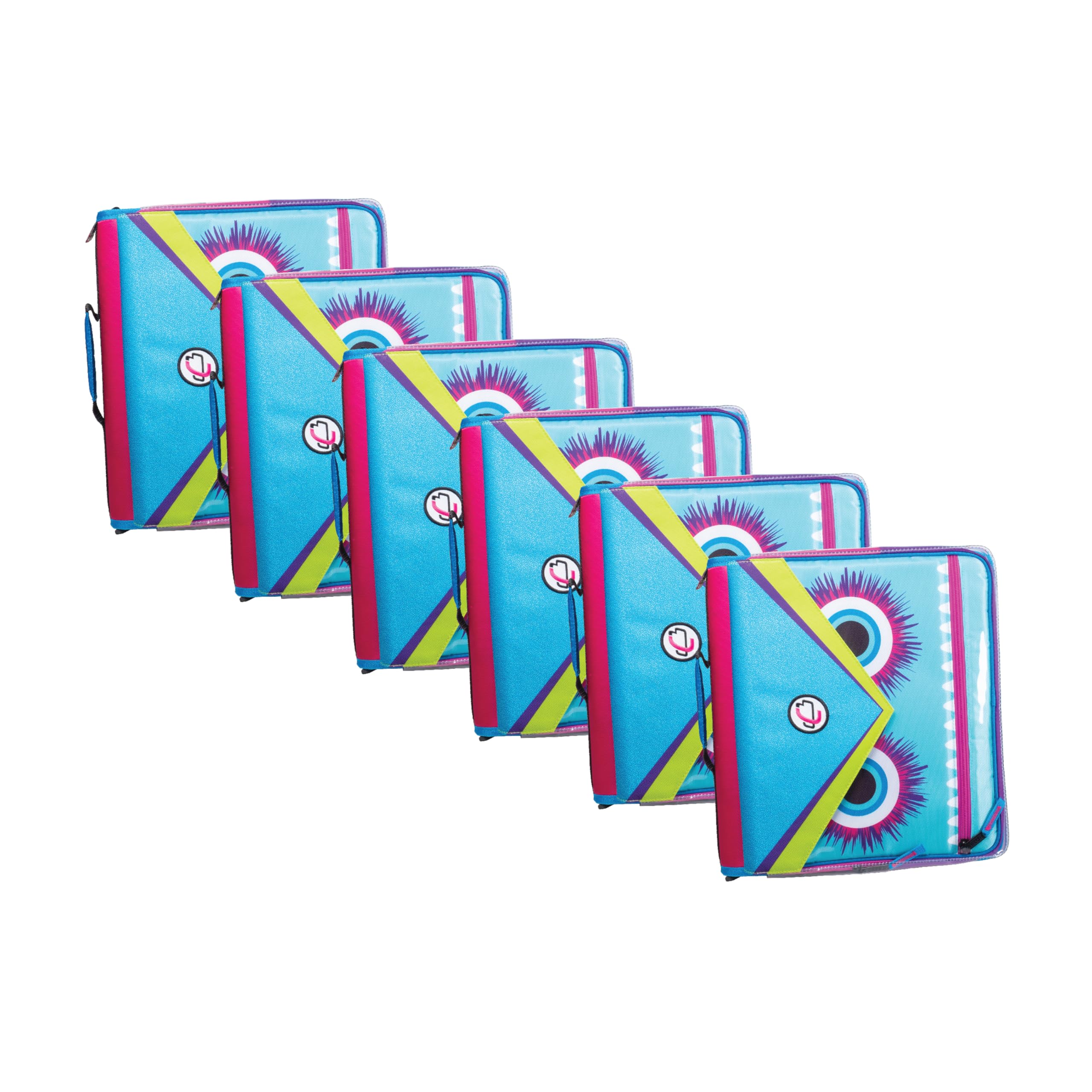 Case it 6 Pack Universal Monster Eye Zipper Binder with Removable Laptop Sleeve, 2-Inch O Rings, Shoulder Strap, LT-307-ME-C-MAG, Magenta Image