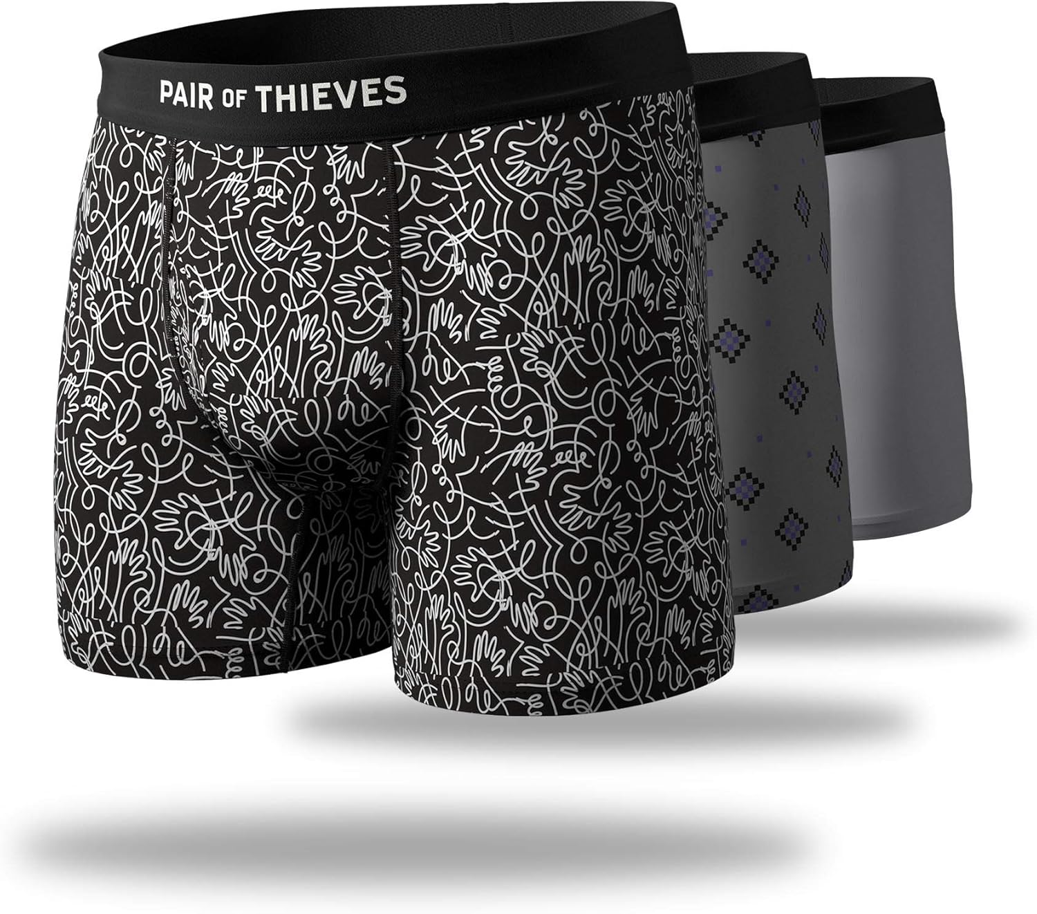 Pair of Thieves Men's 3 Pack Mega Soft Boxer Briefs Breathable Cotton