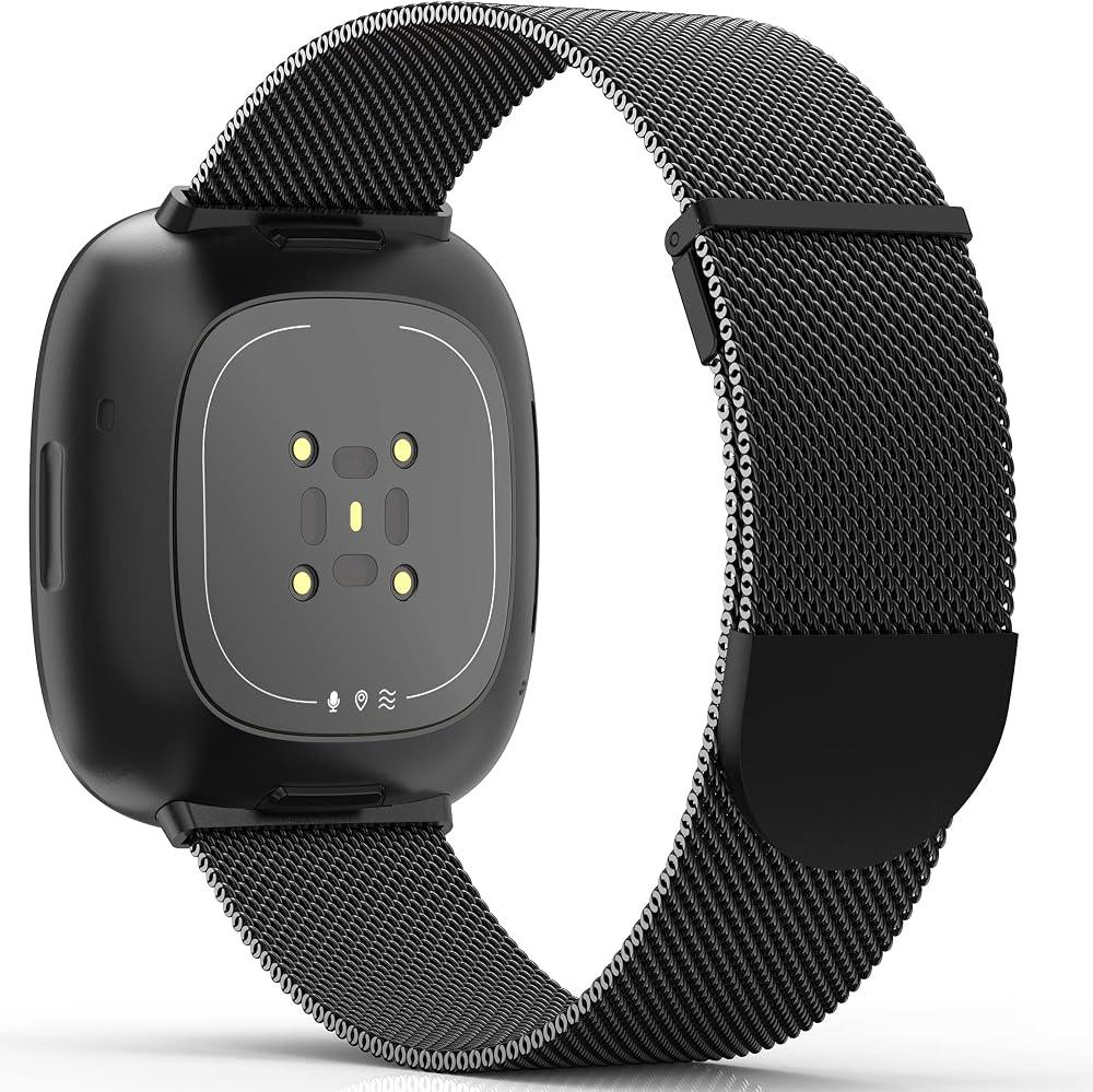 Higgs Magnetic Stainless Steel Mesh Strap for Fitbit Versa 3/4 Sense 2 Black