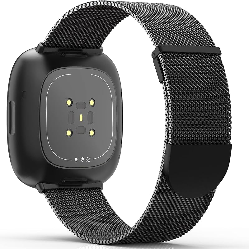 Higgs Magnetic Stainless Steel Mesh Strap for Fitbit Versa 3/4 Sense 2 Black