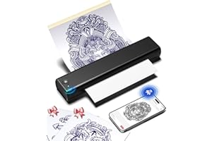 Phomemo Tattoo Stencil Printer, M08F Wireless Thermal Tattoo Printer with 10pcs Transfer Paper, Compatible with Phone/Tablet/PC, Tattoo Supplies for Tattoo Artists, AI Image Generation, All Black
