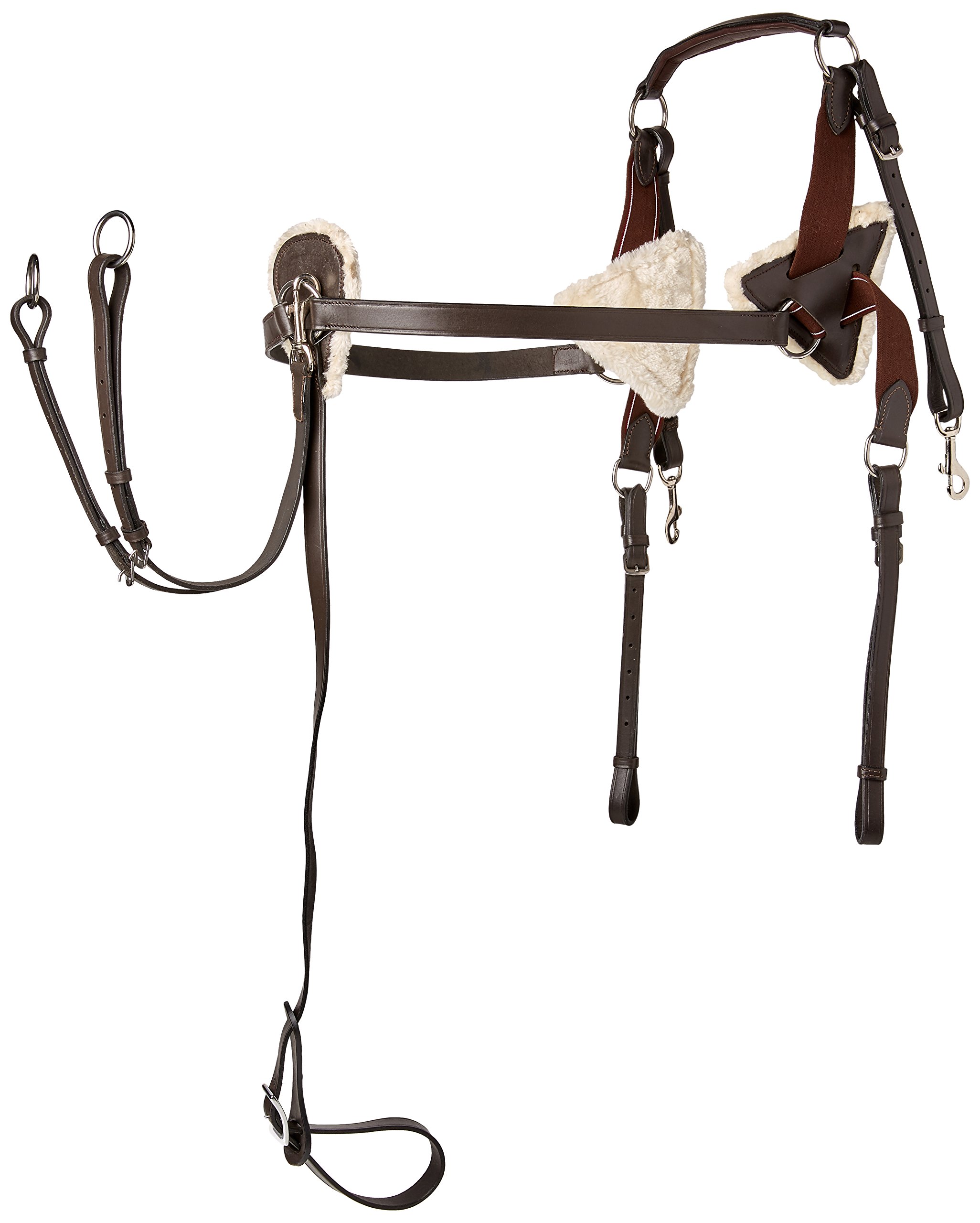 Cwell Equine NEW 5 POINT BREASTPLATE QUALITY LEATHER & Pressure PADS X FULL/FULL/COB/PONY (BROWN, COB)