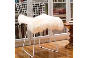 Natural Sheepskin Chair Cushion with Non-Slip Backing | 100% Real NZ Wool Sheepskin for Car Seat, Accent Chair, Vanity Chair,