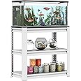 Fish Tank Stand White,3-tier Rack Shelf heavy duty Metal Frame Aquarium Stand 20 Gallon,Reptile Terrarium Stand for 30 Gallon Long Aquarium,Reptile Tank Stand,Breeder Tank Stand,31.5"*18"*34"