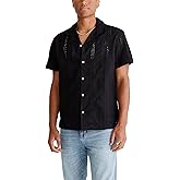 Aeropostale Men's Short Sleeve Textured Eyelet Shirt