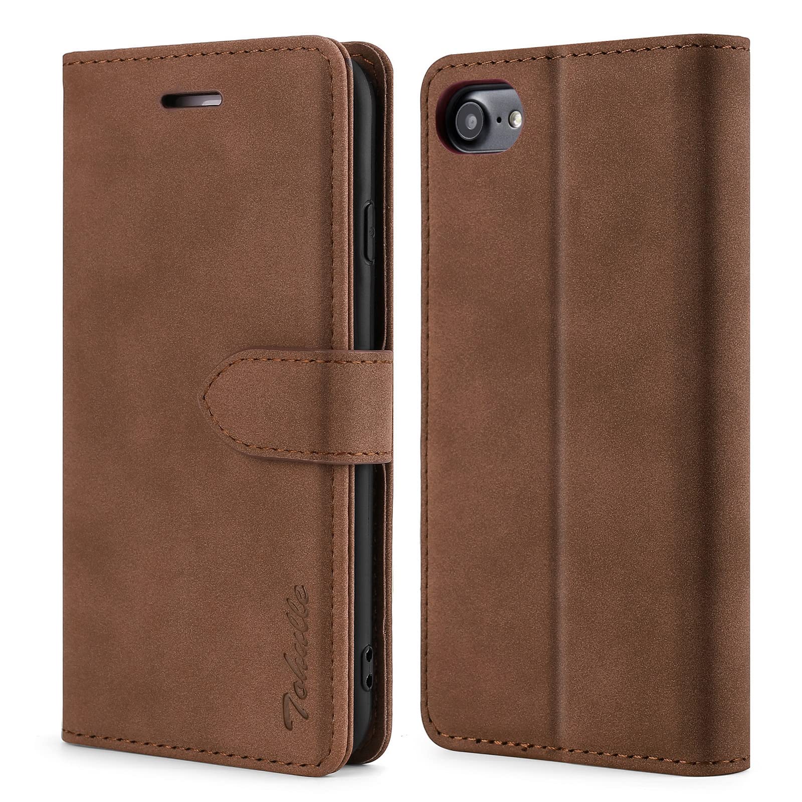 TOHULLE Case for iPhone 7 iPhone 8 iPhone SE 2020, Premium PU Leather Wallet Case with Card Holder Kickstand Magnetic Closure Flip Folio Case Cover Compatible with iPhone 7/8/SE 2020 - Brown