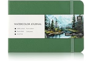 PRUDIUT 40 Sheets Watercolor Journal 4x6in, 140 lb/300 GSM Watercolor Sketchbook Cold Press Watercolor Paper Watercolor Notebook for Art Painting, Drawing, Mixed Media