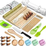 Sushi Making Kit, 28 Pcs Sushi Bazooka Maker with Bamboo Rolling Mat, Chopsticks, Paddle, Spreader, Sushi Knife for Sushi Lov