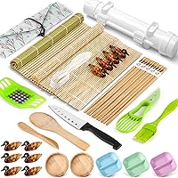 Sushi Making Kit, 28 Pcs Sushi Bazooka Maker with Bamboo Rolling Mat, Chopsticks, Paddle, Spreader, Sushi Knife for…
