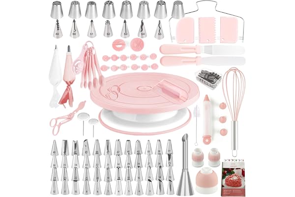 Cake Decorating Kit,137pcs Cake Decorating Supplies with Cake Turntable for Decorating,Pastry Piping Bag,Russian Piping Tips