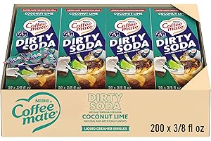 Nestle Coffee mate Creamer, Dirty Soda Coconut Lime Flavor, Liquid Creamer Singles, Non Dairy, No Refrigeration, 0.375 fl oz Tubs (Pack of 200)