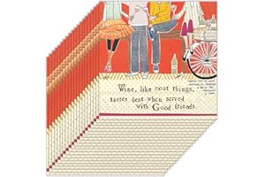 Boston International C018000 Premium Paper Cocktail Napkins, 5" x 5", Wine with Frien
