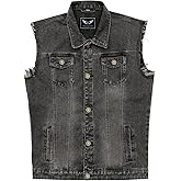 RongYue Denim Vest Jacket for Men Fashion Stretchy Trucker Sleeveless Jean Outerwear