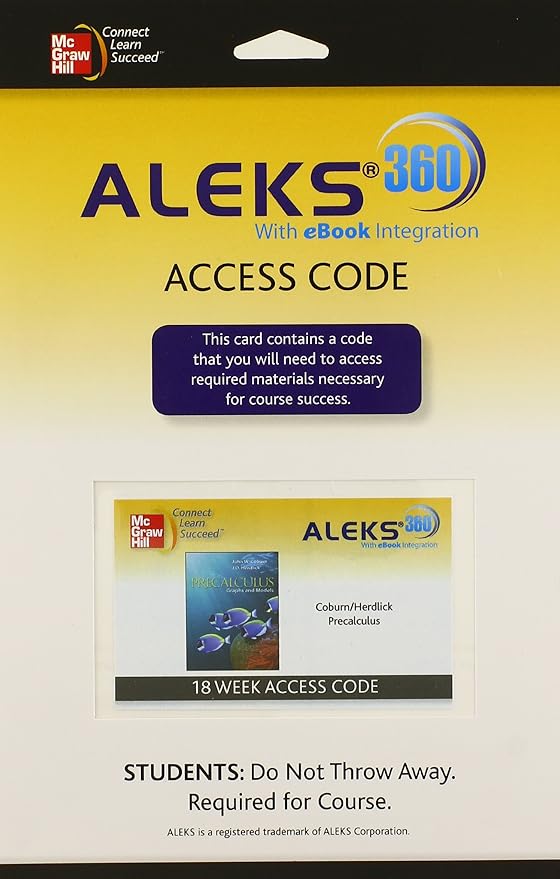 ALEKS 360 Access Card 18 Weeks for Coburn Precalculus