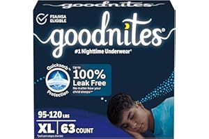 Goodnites Boys' Nighttime Bedwetting Underwear, Size Extra Large (95-120 lbs), 63 Ct (3 Packs of 21), Packaging May Vary